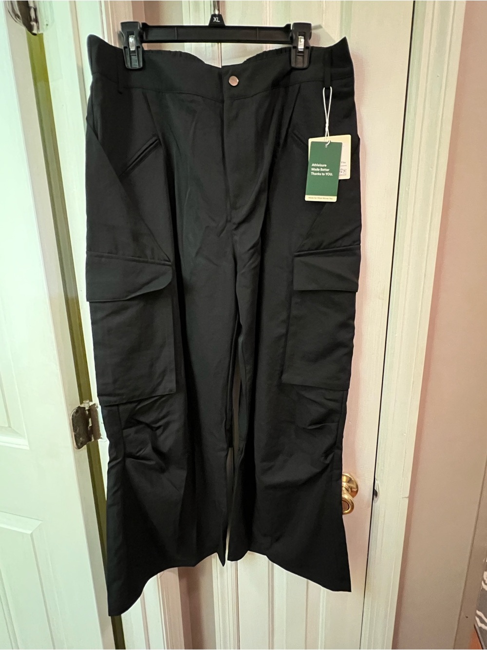 HALARA 
Mid Rise Button Zipper Side Pocket Wide Leg Baggy Casual Cargo Pants